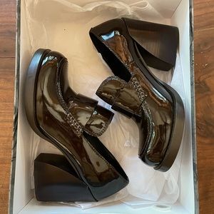 Jeffrey Campbell Brown Patent Leather Platform Loafers